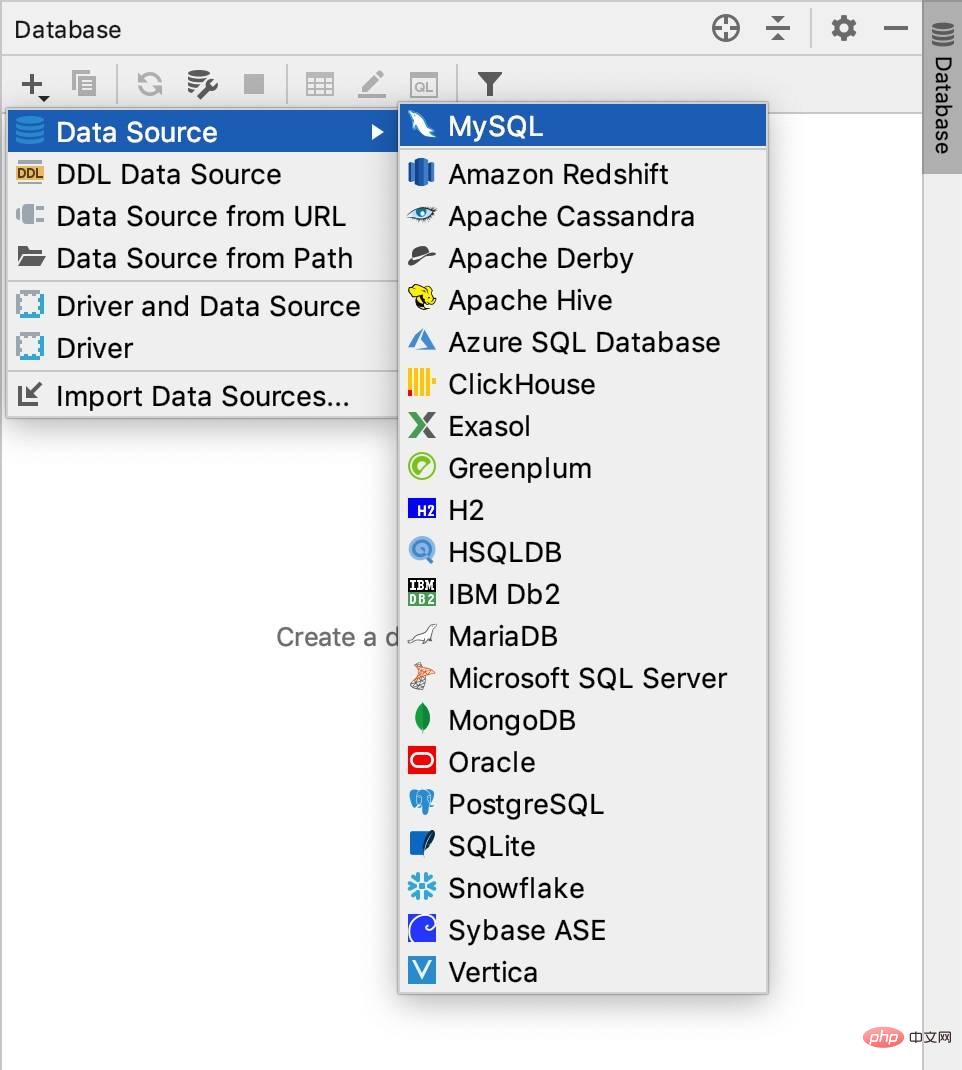 PhpStorm 选择数据源